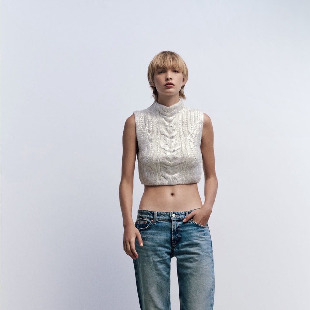 COPY - Zara Metallic Cable Knit Vest